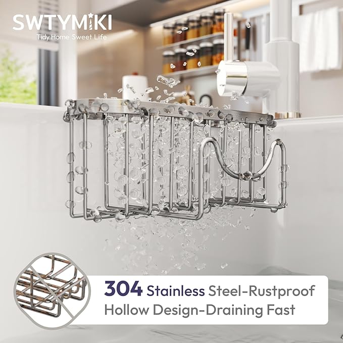 Sponge Holder for Kitchen Sink, Silver L