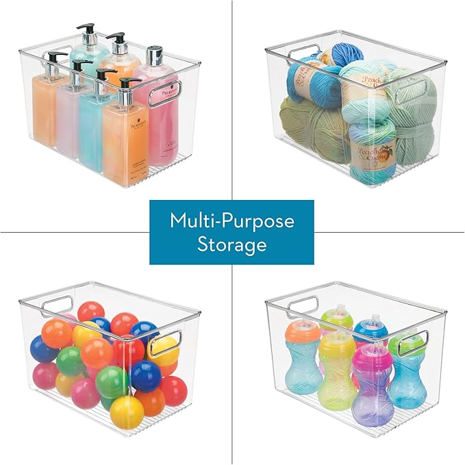 Linus BPA-Free Plastic Deep Kitchen Storage Bin with Handles, 12" x 8" x 7.75"