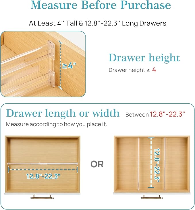 4 Pack 4" Regular Upgrade Drawer Dividers for Clothes