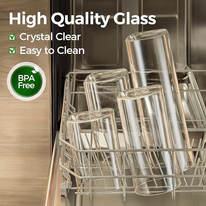 6-Pack Square Glass Pantry Storage Containers with Lids, Airtight Stackable Pantry Organization and Storage Set (1.6 Qt/1 Qt) for Snacks, Cereal & Coffee