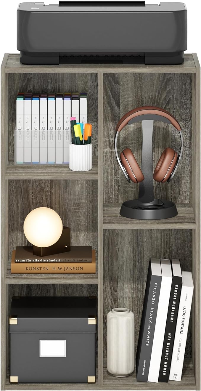 Furinno LUDER Book Shelf, 5-Cube Bookshelf, Reversible Bookcase, French Oak