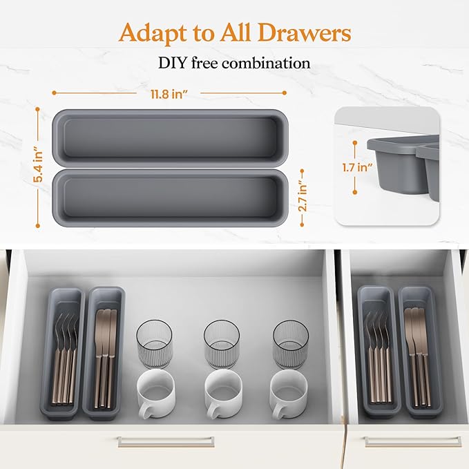 2 Pack Silicone Silverware Organizer