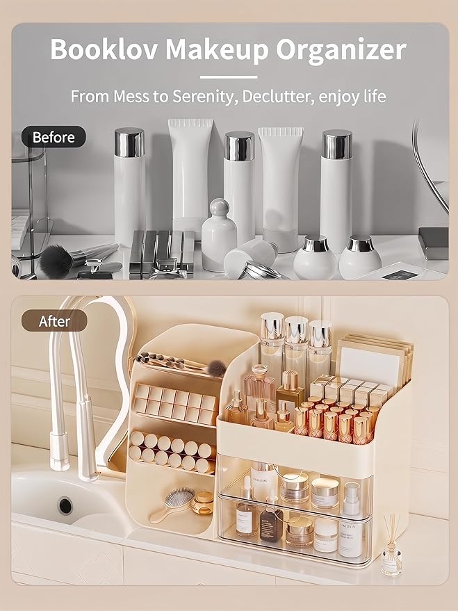 Makeup Organizer for Vanity, Crystal Creem