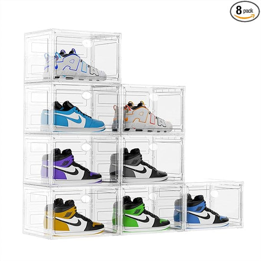 XL Shoe Storage Box Organizer, Side 8 PACK CLEAR