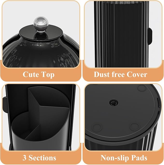 Dustproof Toothbrush Holders with Cover, Solid Black