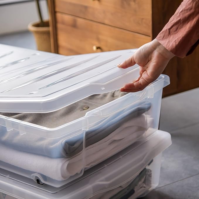Citylife 57 QT Plastic Storage Bins with Double-Opening Lids