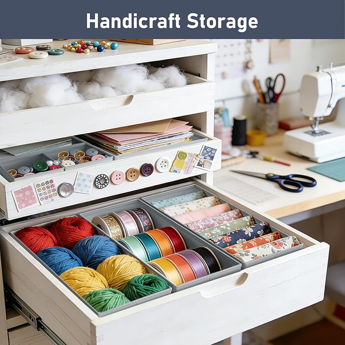 DIMJ Drawer Organizer Clothes - 20 Pack Closet Drawer Organizer Bins for Baby Clothes Storage, Fabric Dresser Organizer for Nursery Bedroom, Foldable Small Drawer Dividers for Underwear Socks