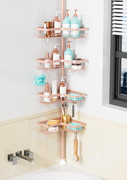 Corner Shower Caddy Tension Pole, Blush Nude