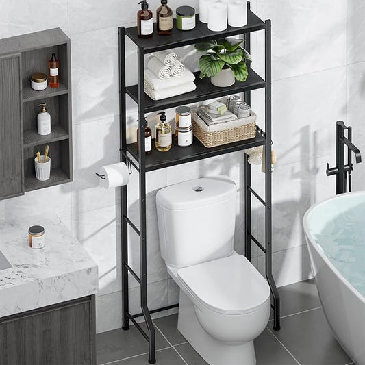 Over The Toilet Storage Cabinet, Sturdy Bathroom Organizer, Easy Assembly, Black