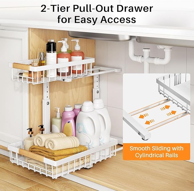 Under Sink Organizer, Adjustable Height, Small-1-Pack