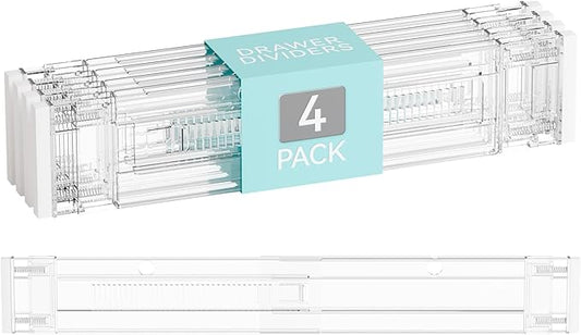 4 Pack 3.2 Inch Shallow Acrylic Drawer Dividers for Clothes -Expandable from