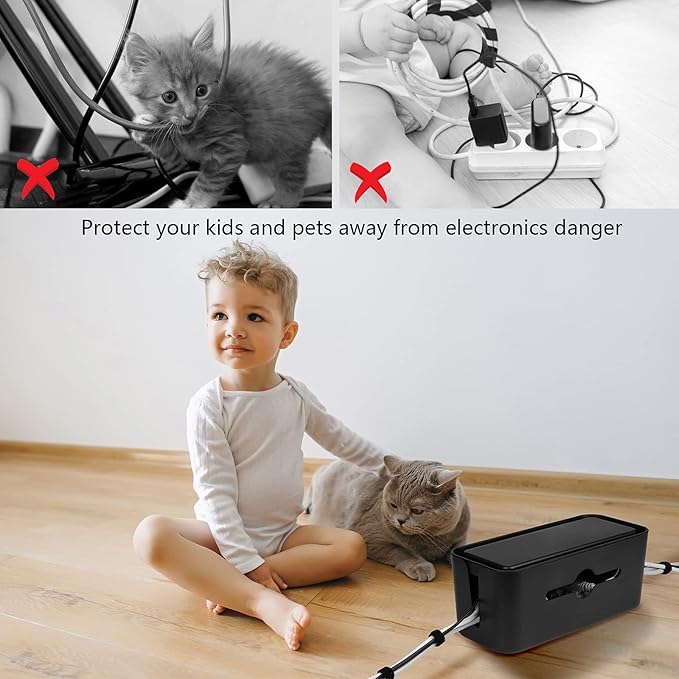 Cable Management Box, Cord Organizer Box for Desk Floor Cable Hide