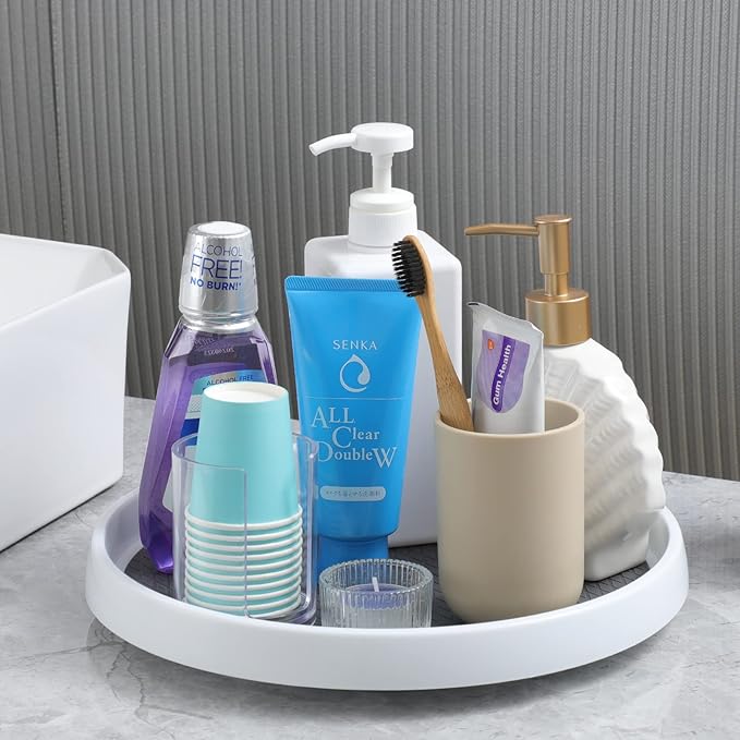 Set of 4, 10 Inch Non-Skid Lazy Susan Organizers, Turntable Rack for Cabinet