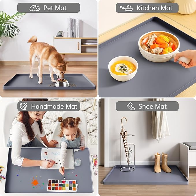 FLATO Waterproof Under Sink Mat 22" x 22" Shelf Liner for Kitchen and Bathroom, Cabinet Protector, Organizers and Storage, Flexible Silicone Drip Tray