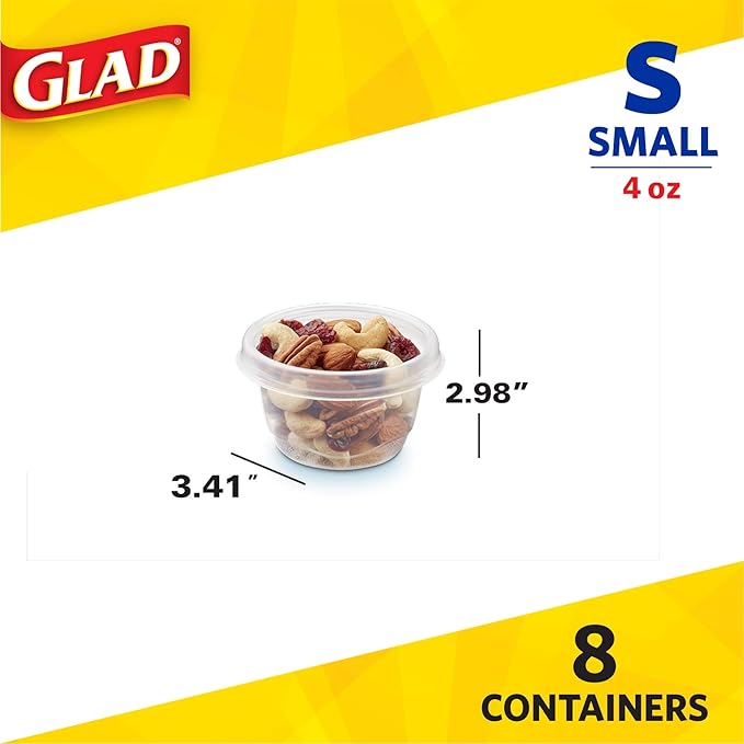 Glad GladWare Mini Round Food Storage Containers with Lids, 12 Pack