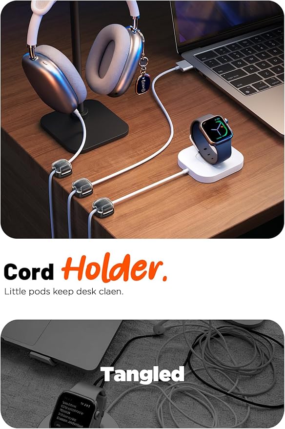 Cable Clips,12 Pack Cord Holder Cord Organizer [1s Lock & Strongest Adhesive] Spring Cord Clips Phone Charger Wire Desk Cable Management Nightstand Home Office School Decor Women Cute Desk Black