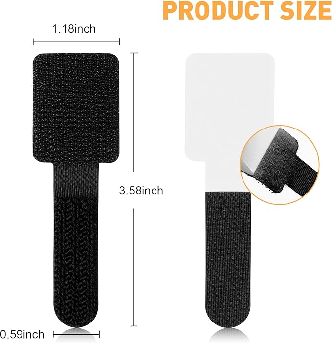 100pcs Hook and Loop Cable Straps,Under Desk Cable Management,Adjustable Cord Organizer for Desk Home Office Organization (Black)