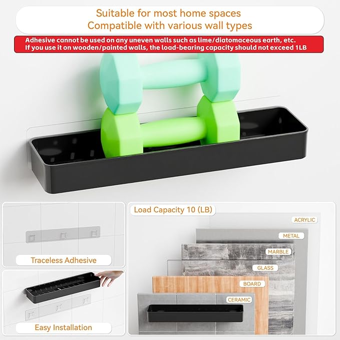 4 Pack in Shower Organizers, Adhesive Shower Caddy, Black