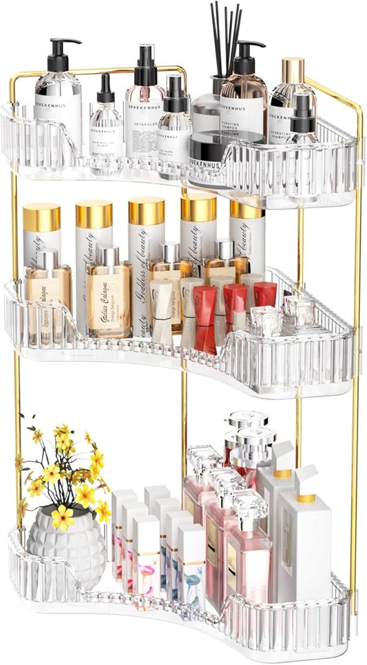 3-Tier Corner Bathroom Counter Organizer, Clear
