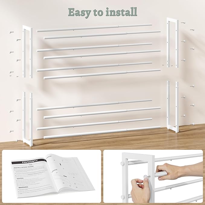 5-Tier Expandable Shoe Rack, White, 5 Tier