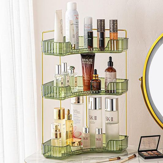 Shuang qing 3-Tier Corner Bathroom Counter Organizer, Sage Green