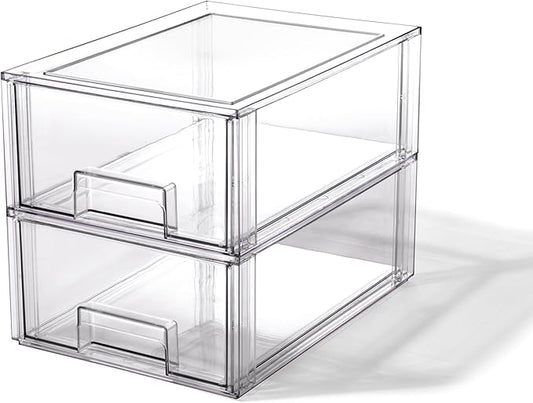 Stackable Storage Drawers, Large, 2 Pack, Clear, THE CRATE COLLECTION