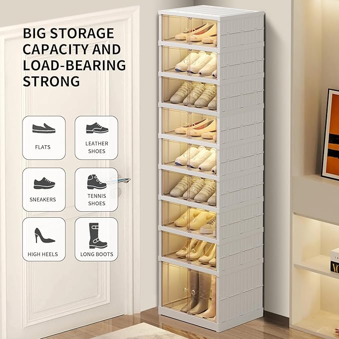 9 Tier Foldable Shoe Rack Organizer for Closet 18-36Pairs Plastic Collapsible