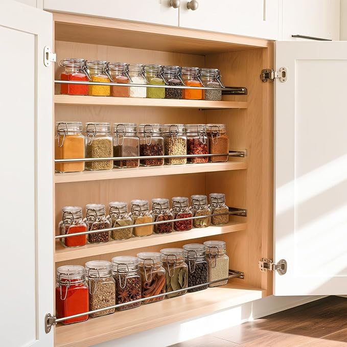 Set of 12 Square Glass Jars with Airtight Lids (8 Oz)