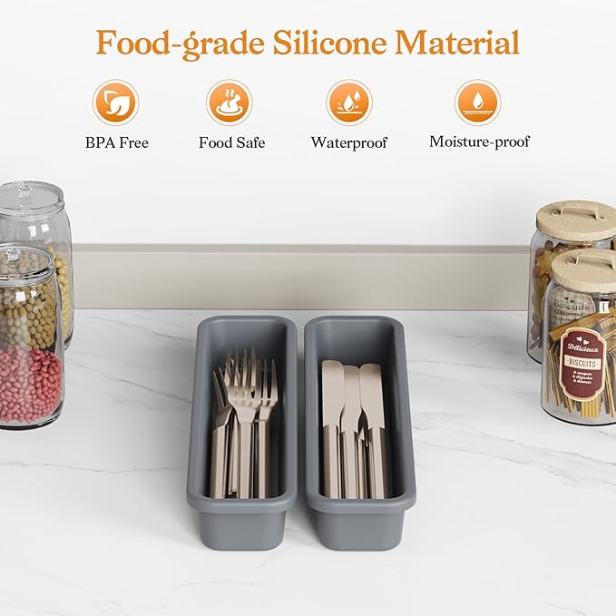 2 Pack Silicone Silverware Organizer