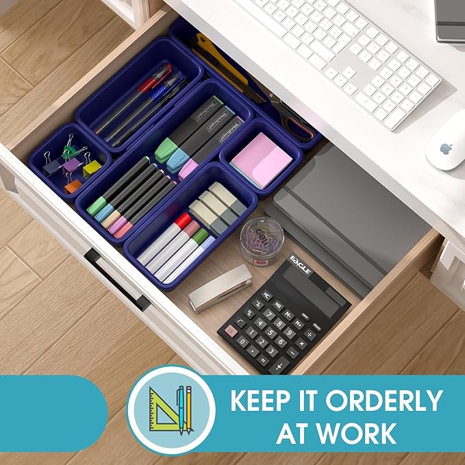 6 PCS Drawer Organizer Set, Navy