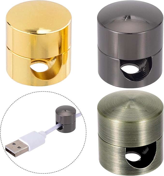 SmallCat 3 Sets Charger Holders for Cords, Gold/Silver/Antique Copper Adjustable Cable Anchor Holders, Adhesive Metal Cord Clips, Cable Management Wire Organizers for Desk, Office, Nightstand
