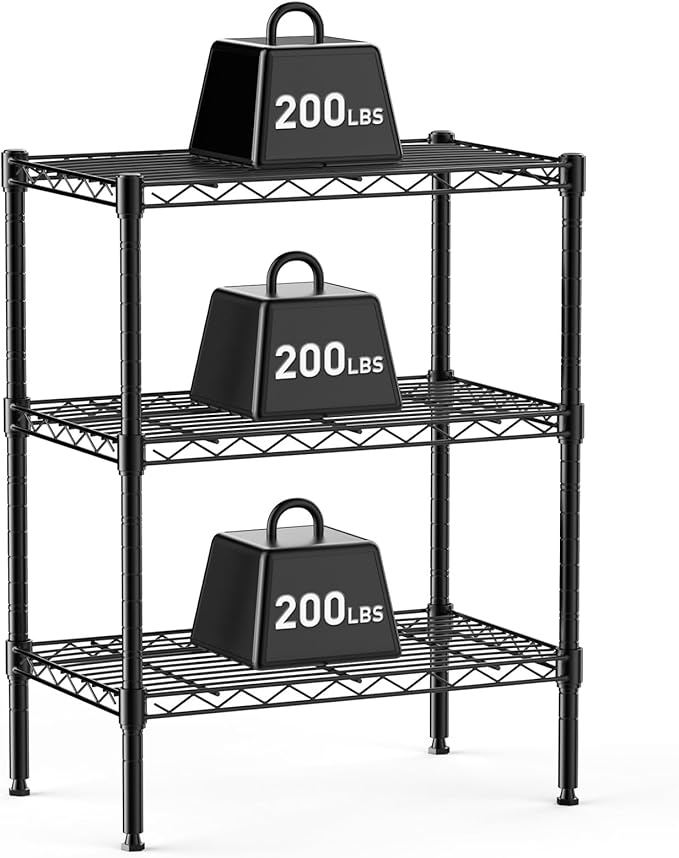 3-Tier Metal Wire Storage Shelves, Adjustable Standing Storage Rack Shelf