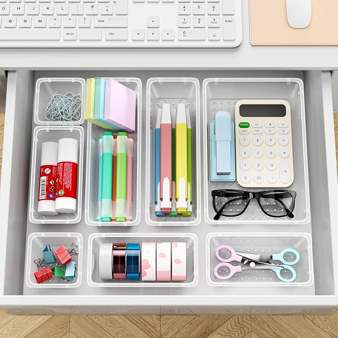24 PCS Drawer Organizer Set, 4 Sizes Tool Storage Trays