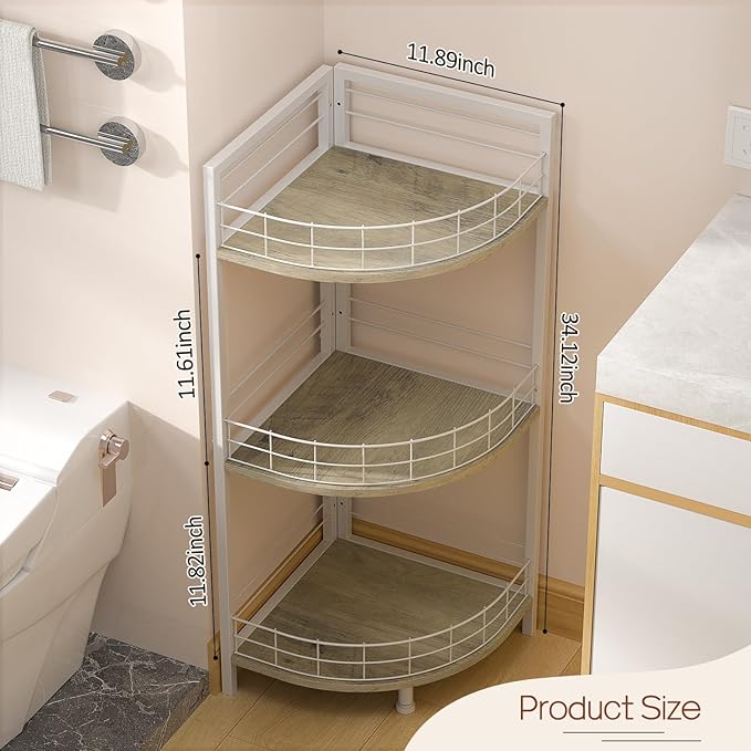 Bathroom Standing Shelf, 3 Tier Free-Standing Shelf Units, Open Floor Shelves