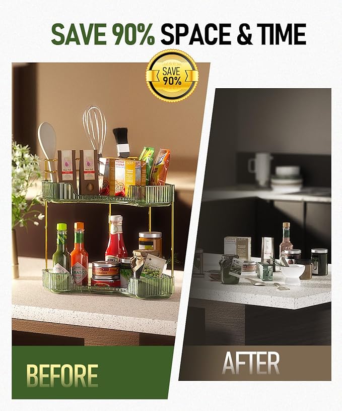 2-Tier Corner Bathroom Counter Organizer Makeup Cosmetic Storage