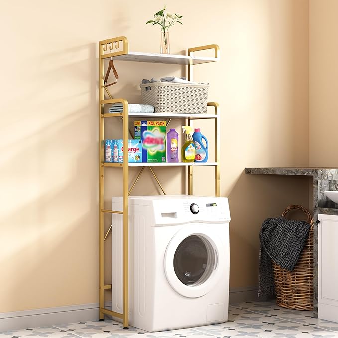 Over The Toilet Storage Rack with 3-Tier Shelves, Space Saver Toilet Shelf