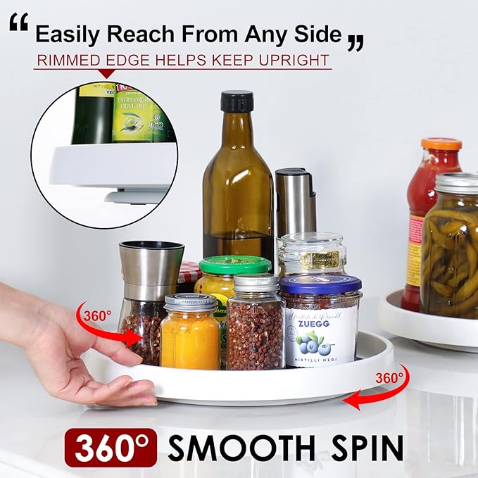 Set of 4, 10 Inch Non-Skid Lazy Susan Organizers, Turntable Rack for Cabinet