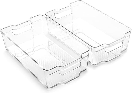 Stackable Storage Bins, X-Large, 2 Pack, THE STACKER COLLECTION, Clear Plastic