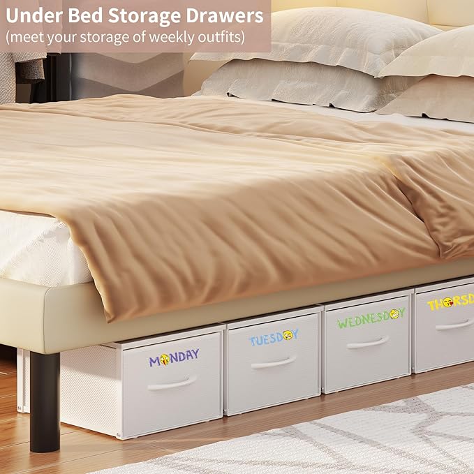 3 Packs Individual Stackable Storage Drawers with Wood Top for Closet