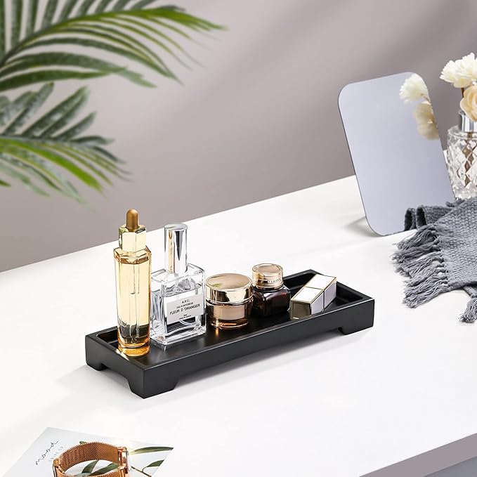 Bathroom Vanity Tray, Resin Black Bathroom Tray Toilet Tank Tray