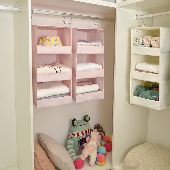 SAYS 3 Shelf Hanging Closet Organizers and Storage, Pink
