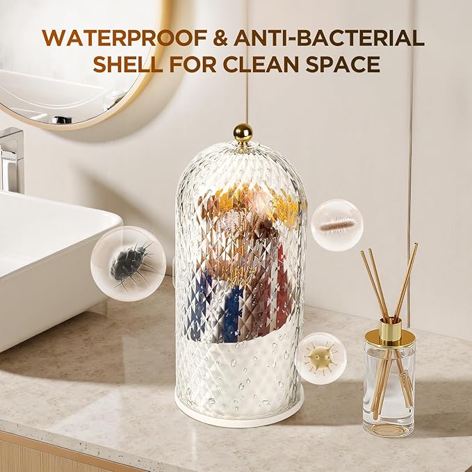 3 Slots Toothbrush Holders with Lid, White