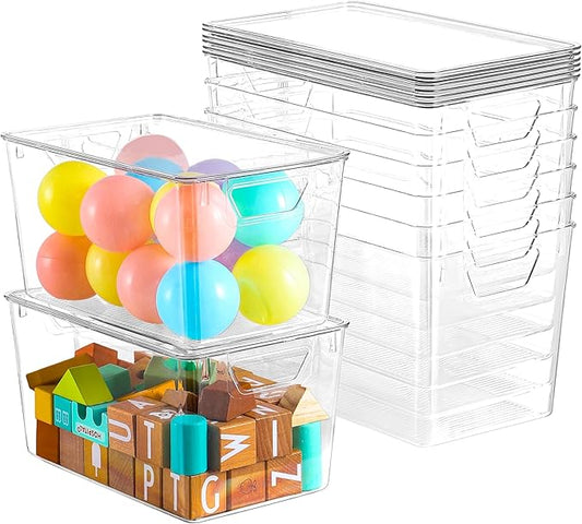 6 Pack Clear Storage Bins with Lids