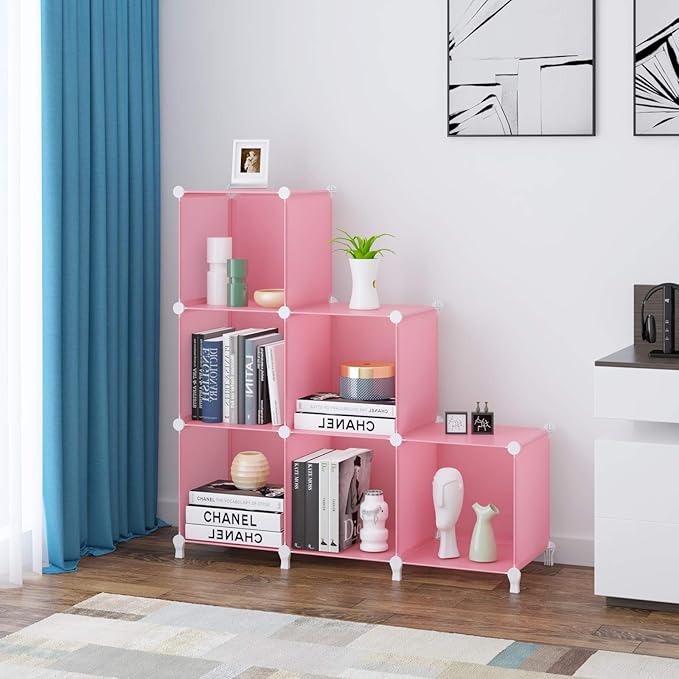 6-Cube Storage Shelf, Storage Bookcase Bookshelf with Metal Hammer