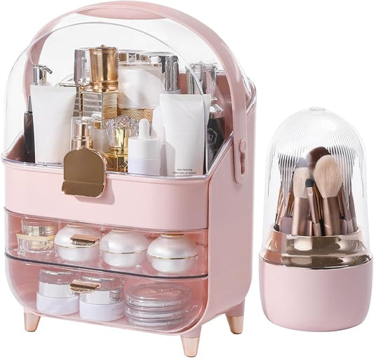 Makeup Organizer Countertop, Skincare Bathroom Counter Organizer, Pink