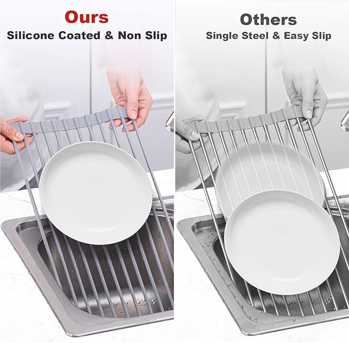 Roll Up Dish Drying Rack, Light Gray