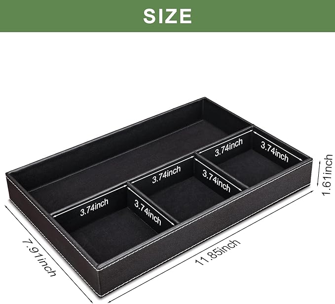 2 Pieces Faux Leather Valet Tray for Men