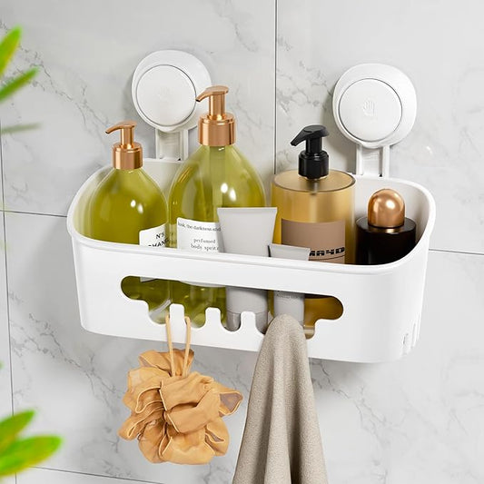Shower Caddy Suction Cup, Shower Organizer Removable Bathroom Shelf, White
