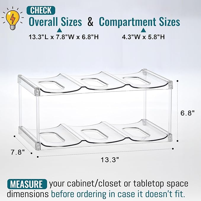 Design for Stanley 40 OZ & Large Bottles & Tumblers with Handle, Acrylic Water Bottle Organizer - Stackable Clear Wine Rack, Cup Holder for Home Kitchen Pantry Shelf Countertop Cabinet, 2 Tier Hold 6
