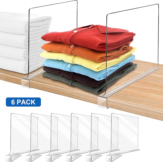 12 Inches [Extra Tall Version] Clear Shelf Dividers for Closet Organization
